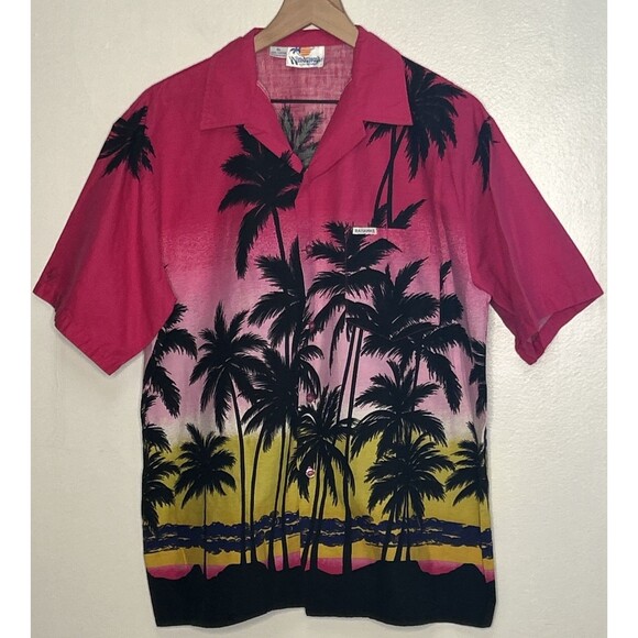 Vintage Windswept Hawaiian Button Up Shirt XL Pink Bartender Cocktail Costume - Picture 1 of 4